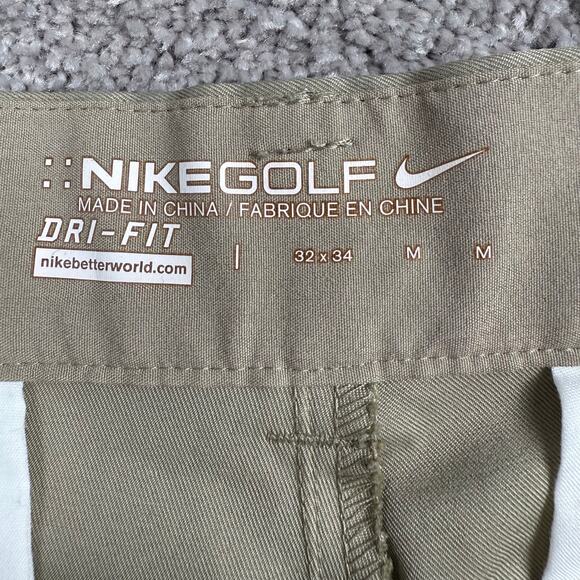Khaki Nike Golf Dri-Fit Pants Size 32x30 Beige Flat Front Chinos Performance - Picture 4 of 4